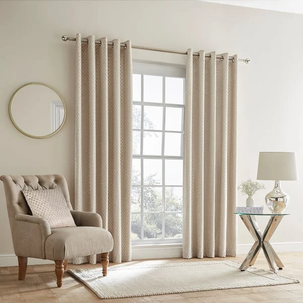 Dunelm Cut Velvet Champagne Thermal Eyelet Curtains - Image 2