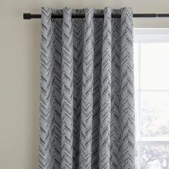 Dunelm Chevron Printed Black Blackout Eyelet Curtains