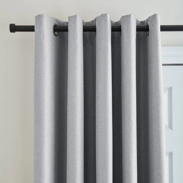 Dunelm Berlin Thermal Blackout Grey Eyelet Door Curtain