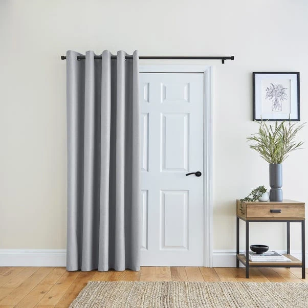 Dunelm Berlin Thermal Blackout Grey Eyelet Door Curtain - Image 2