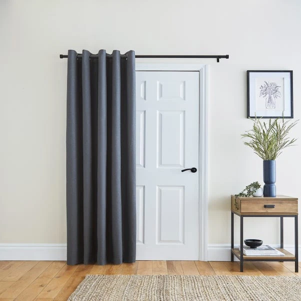 Dunelm Berlin Thermal Blackout Charcoal Eyelet Door Curtain - Image 2