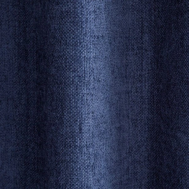 Dunelm Ensley Chenille Thermal Luxe Navy Eyelet Curtains - Image 3