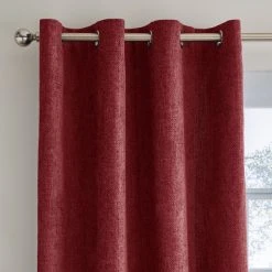 Dunelm Ensley Chenille Thermal Red Eyelet Curtains