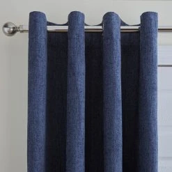 Dunelm Ensley Chenille Luxe Navy Eyelet Door Curtain