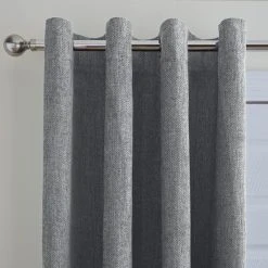 Dunelm Ensley Chenille Dove Grey Eyelet Door Curtain