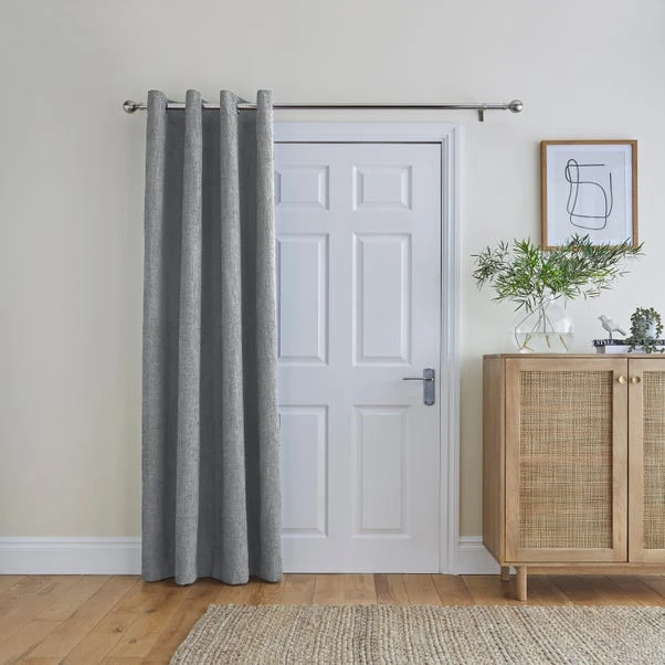Dunelm Ensley Chenille Dove Grey Eyelet Door Curtain - Image 2