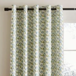 Dunelm Watercolour Spot Teal Eyelet Curtains
