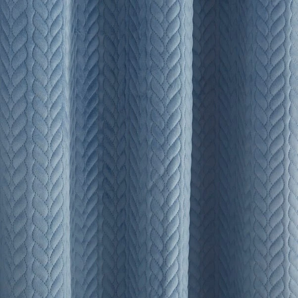 Dunelm Pinsonic Plait Ashley Blue Eyelet Curtains - Image 3
