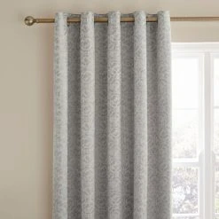 Dunelm Pearl Print Ice White Eyelet Curtains