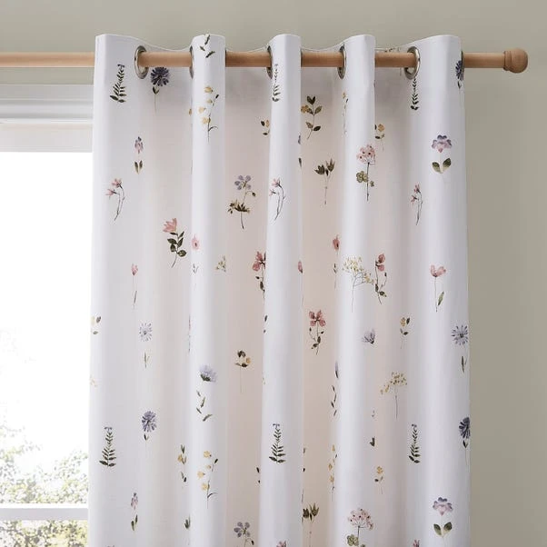 Dunelm Pressed Floral Blackout Eyelet Curtains