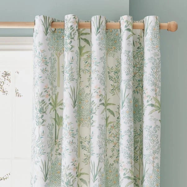 Dunelm Botanical Trees Sage Eyelet Curtains