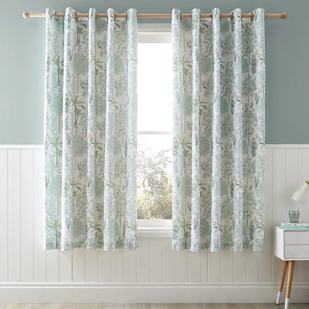 Dunelm Botanical Trees Sage Eyelet Curtains - Image 2