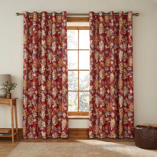 Dorma Samira Saffron Red Blackout Eyelet Curtains - Image 2