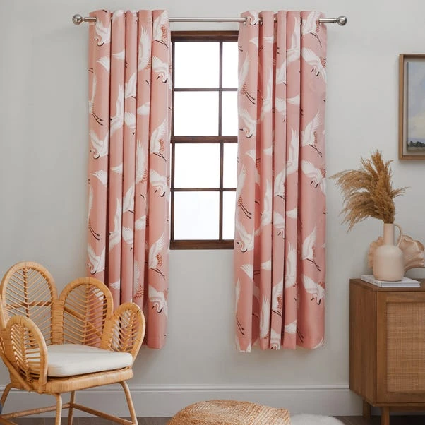 Dunelm Flying Cranes Blush Eyelet Curtains - Image 2