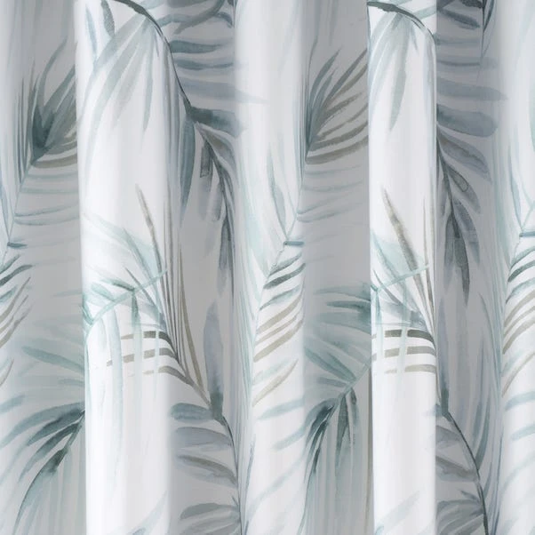 Dunelm Serenity Palm Leaf Seafoam Eyelet Curtains - Image 3