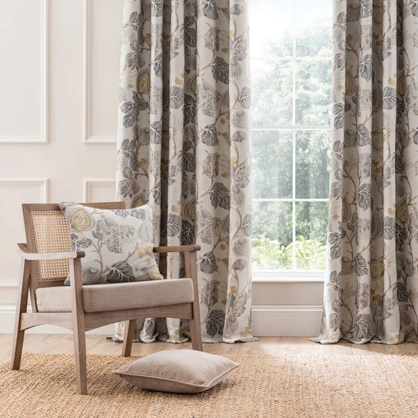 Dunelm Chianti Jacobean Ochre Eyelet Curtains - Image 4