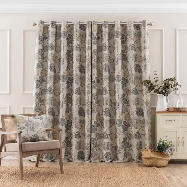 Dunelm Chianti Jacobean Ochre Eyelet Curtains - Image 5