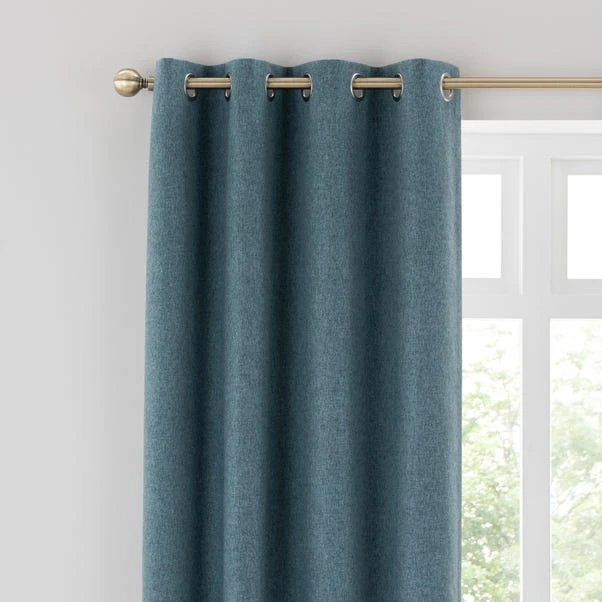Dunelm Luna Brushed Pacific Blue Blackout Eyelet Curtains
