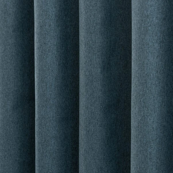 Dunelm Luna Brushed Pacific Blue Blackout Eyelet Curtains - Image 3