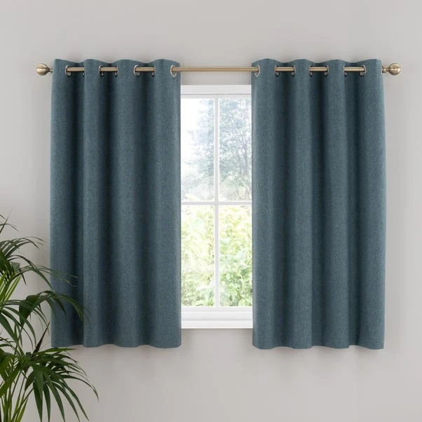 Dunelm Luna Brushed Pacific Blue Blackout Eyelet Curtains - Image 5
