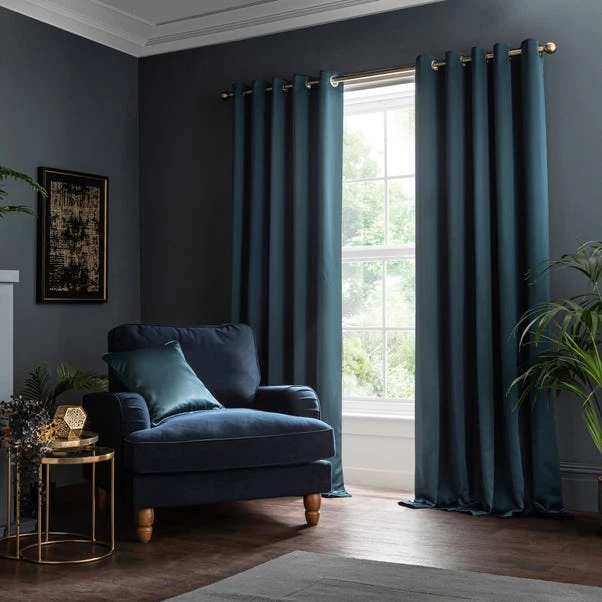 Dunelm Satin Peacock Eyelet Curtains - Image 2
