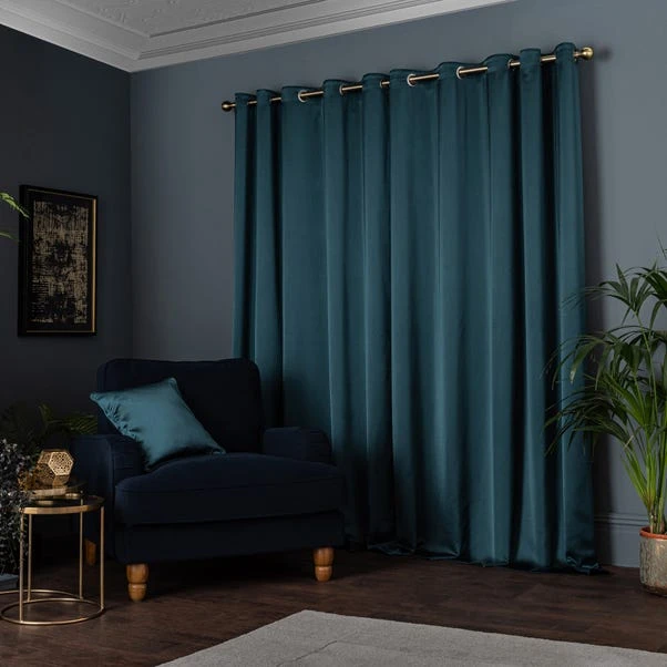 Dunelm Satin Peacock Eyelet Curtains - Image 5