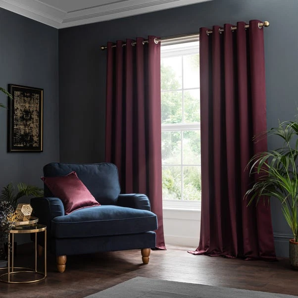 Dunelm Satin Merlot Eyelet Curtains - Image 2