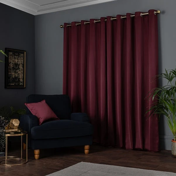 Dunelm Satin Merlot Eyelet Curtains - Image 5