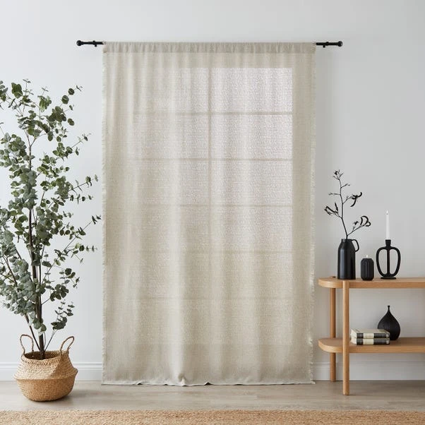 Dunelm Bondi Raw Edge Chateau Grey Slot Top Single Voile Panel - Image 4