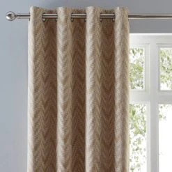 Dunelm Woven Chevron Natural Eyelet Curtains