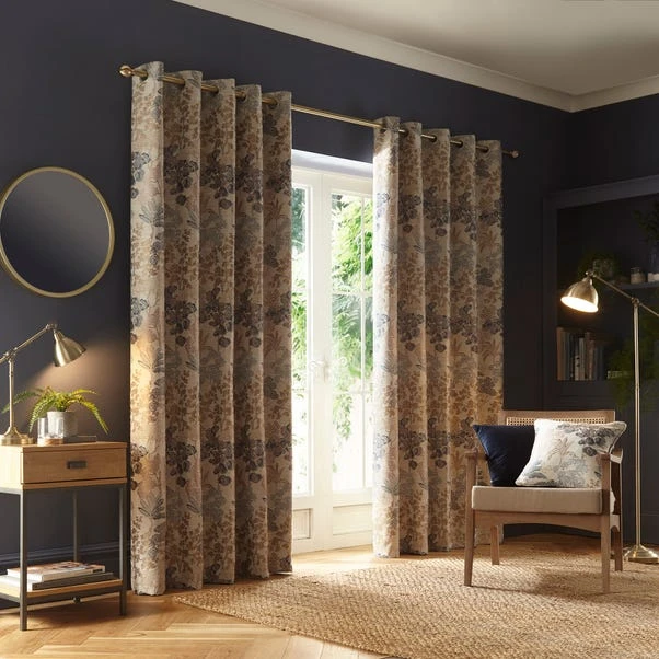Dunelm Folk Tree Blue Eyelet Curtains - Image 2