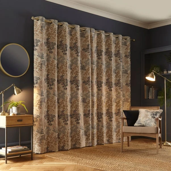 Dunelm Folk Tree Blue Eyelet Curtains - Image 4