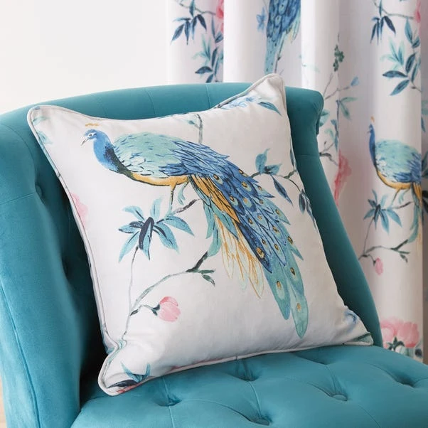 Dunelm Peacock Floral Pink Eyelet Curtains - Image 5