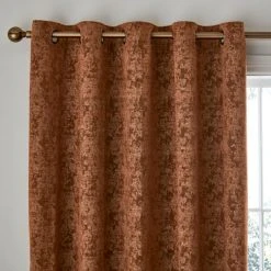 Dunelm Mottled Chenille Rust Eyelet Curtains