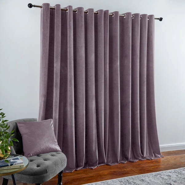 Dunelm Recycled Velour Eyelet Curtains Thistle - Image 4