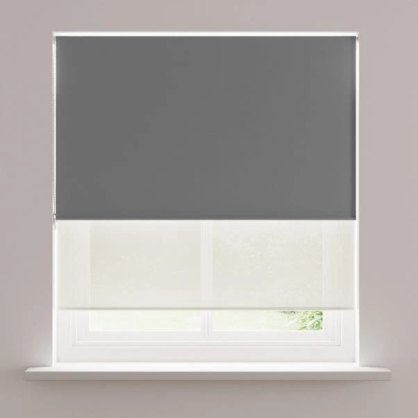 Dunelm Sheer Charcoal Blackout Double Roller Blind - Image 2
