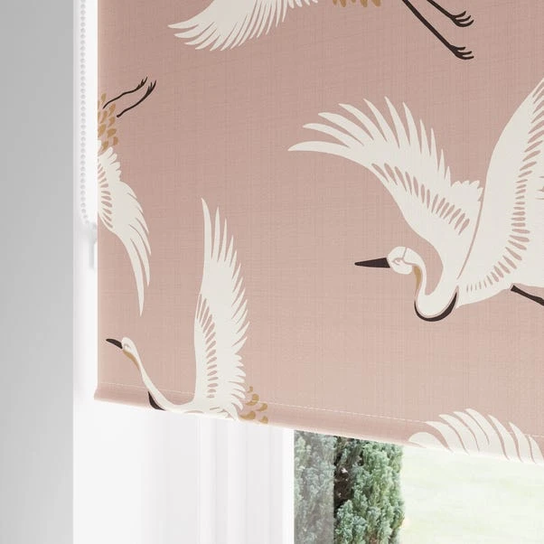 Dunelm Japandi Cranes Blackout Blush Roller Blind - Image 2
