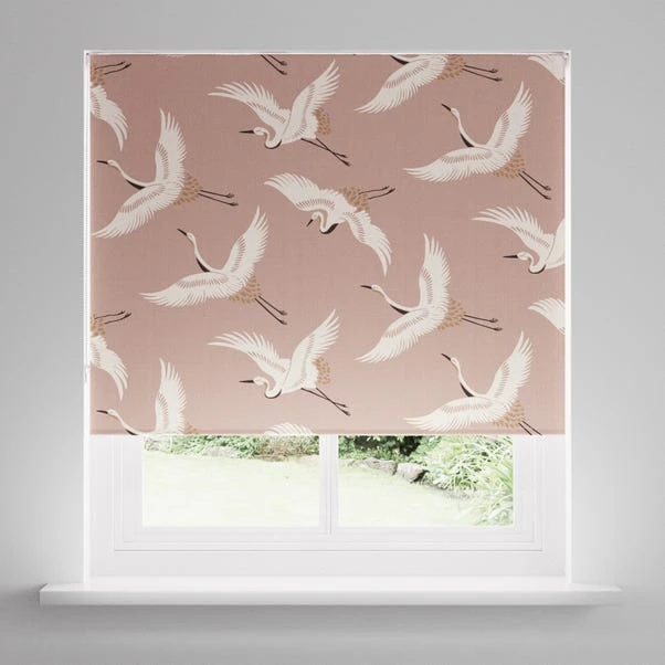 Dunelm Japandi Cranes Blackout Blush Roller Blind - Image 3
