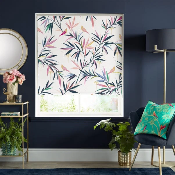 Sara Miller Bamboo Print White Roller Blind