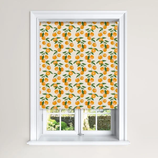 Dunelm Painted Oranges Blackout Roller Blind Natural