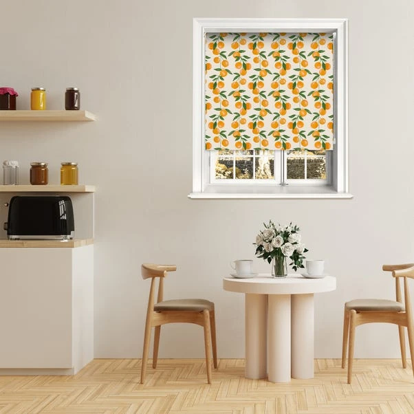 Dunelm Painted Oranges Blackout Roller Blind Natural - Image 2