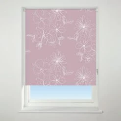 Universal Patterned Floral Cluster Pink Blackout Roller Blind