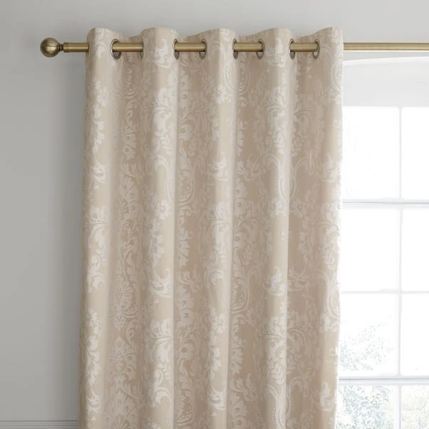 Catherine Lansfield Damask Natural Jacquard Eyelet Curtains