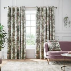 Hyperion Interiors Athena Floral Green Eyelet Curtains