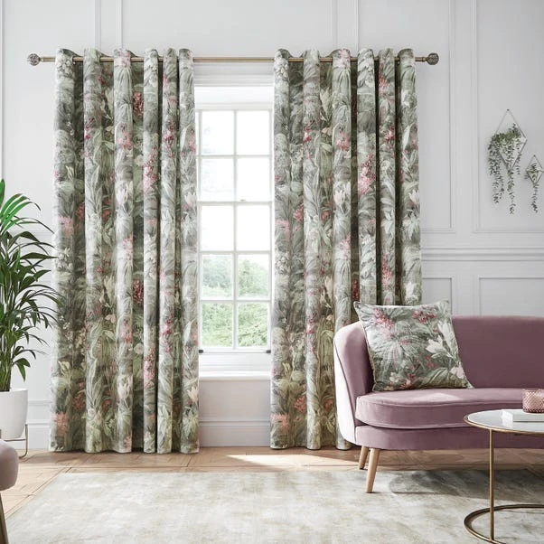 Hyperion Interiors Athena Floral Green Eyelet Curtains