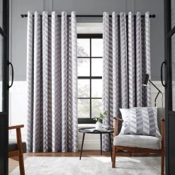 Hyperion Interiors Evander Geo Grey Eyelet Curtains